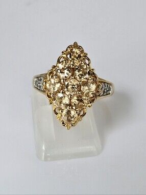 Ceylon Imperial Garnet Cluster Ring Yellow Gold Vermeil Size 7!